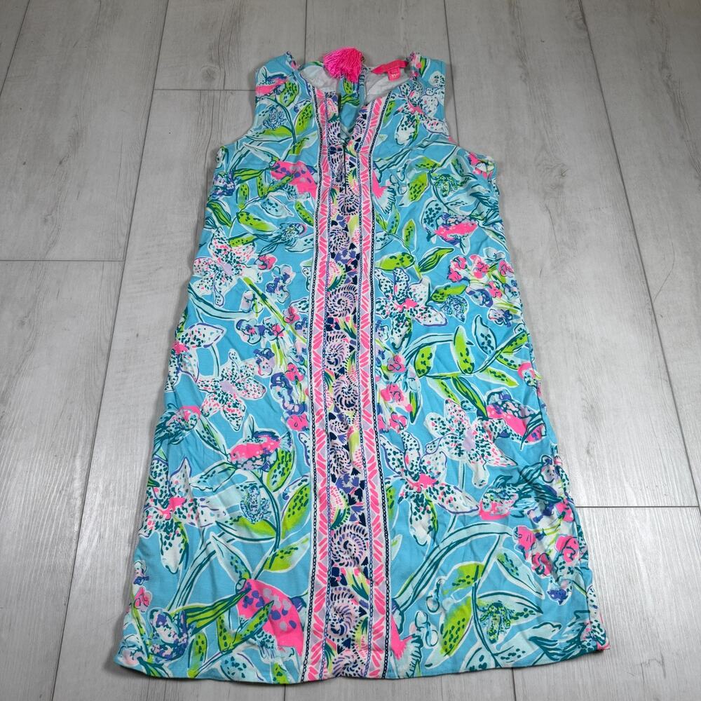 Lilly Pulitzer Women Size 6 Sleeveless Resort Dress Seashells Flowers Teal Pink
